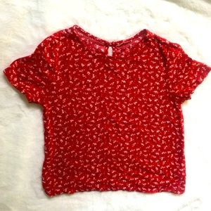 Coral H&M Blouse w/ mini floral pattern